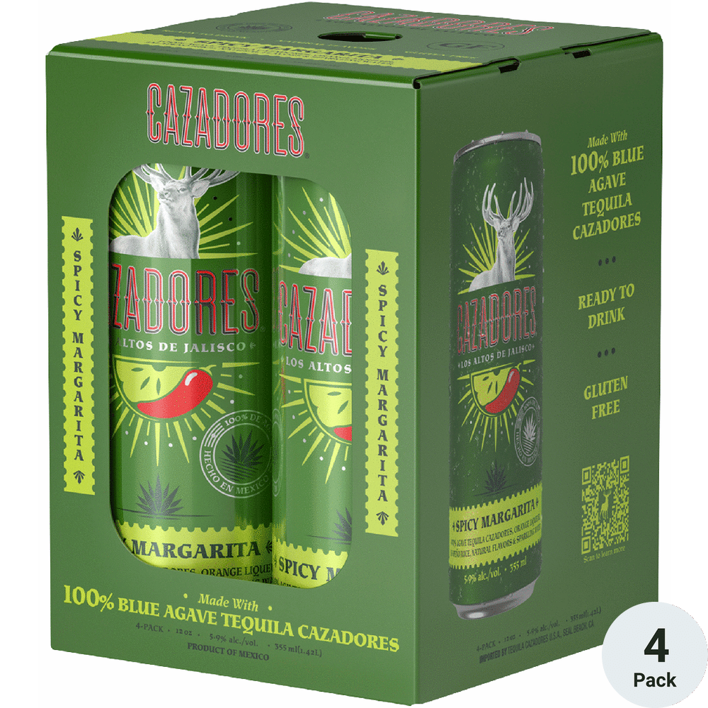 Tequila Cazadores Ready-to-Drink Spicy Margarita (4-Pack)