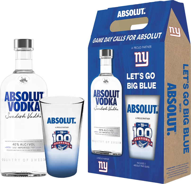 Absolut Vodka New York Giants Pint Glass Gift Set
