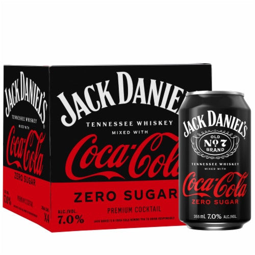 Jack Daniel's & Coca-Cola Zero Sugar Ready-to-Drink Cocktail (4-Pack)