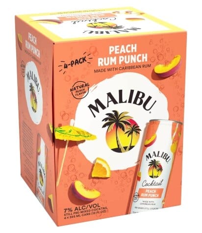 Malibu Peach Rum Punch Canned Cocktail 4-Pack